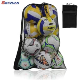 image-Mesh Soccer Ball Bag Extra Large Drawstring Basketball Storage Bag With Zipper Pocket Volleyball Football Net Pack Gym Bags