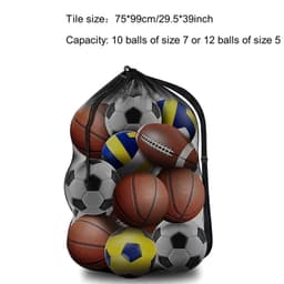image-Mesh Soccer Ball Bag Extra Large Drawstring Basketball Storage Bag With Zipper Pocket Volleyball Football Net Pack Gym Bags
