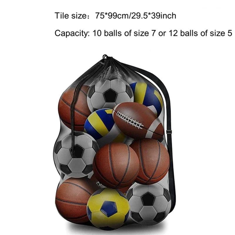 image-Mesh Soccer Ball Bag Extra Large Drawstring Basketball Storage Bag With Zipper Pocket Volleyball Football Net Pack Gym Bags