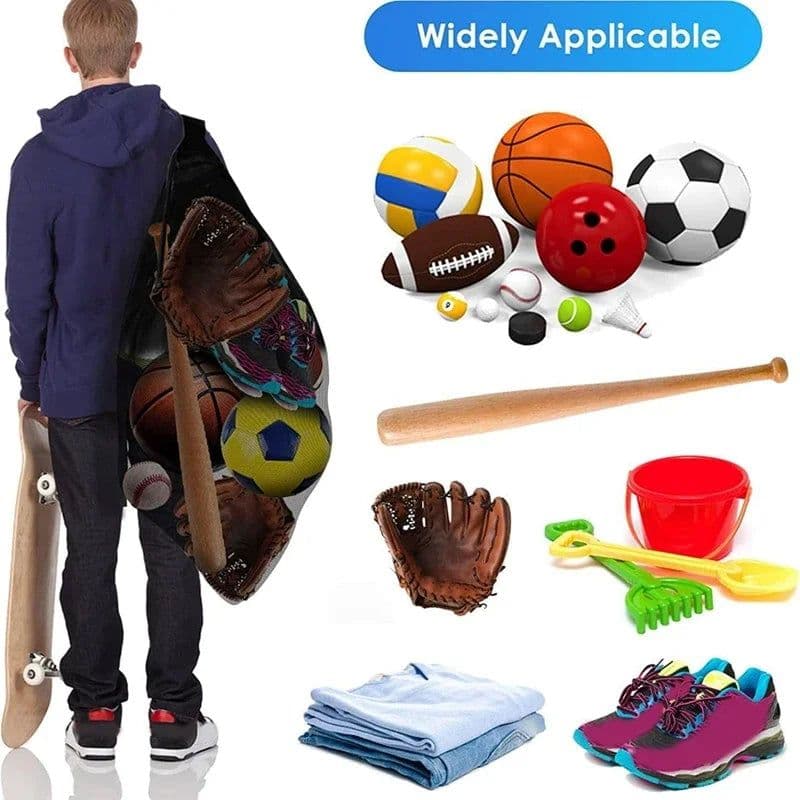 image-Mesh Soccer Ball Bag Extra Large Drawstring Basketball Storage Bag With Zipper Pocket Volleyball Football Net Pack Gym Bags