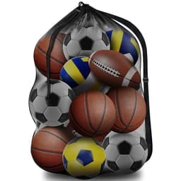 image-Mesh Soccer Ball Bag Extra Large Drawstring Basketball Storage Bag With Zipper Pocket Volleyball Football Net Pack Gym Bags