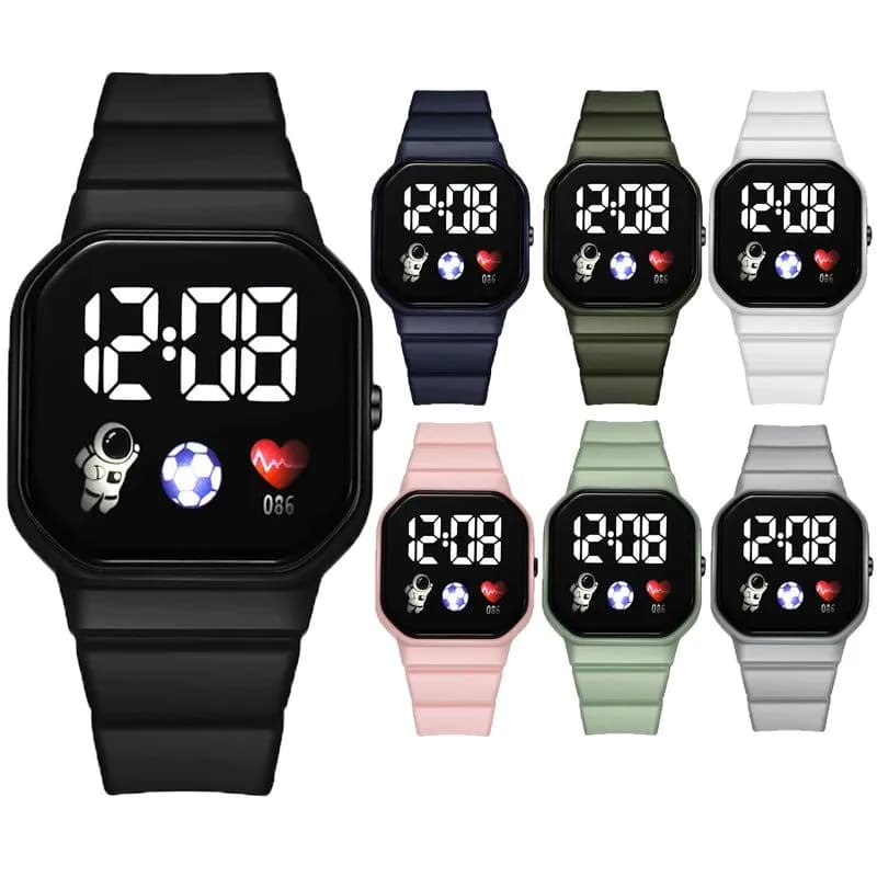 image-Kids Watch Sport LED Digital Watches Football Silicone Strap Waterproof Electronic Wristwatch for Children Boys Girls Gifts