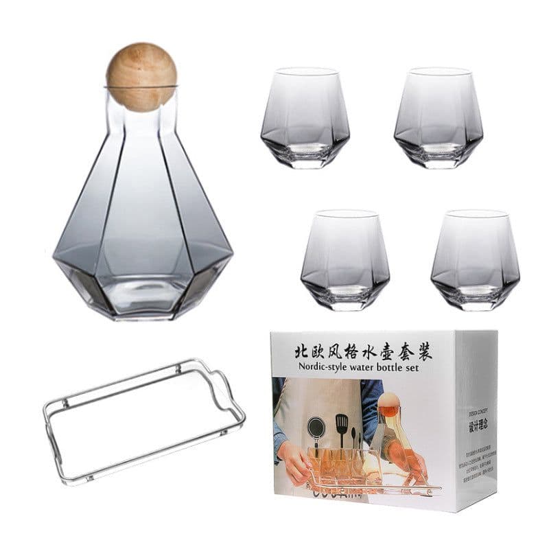 image-Glass Decanter Set - Amber 350ml Modern