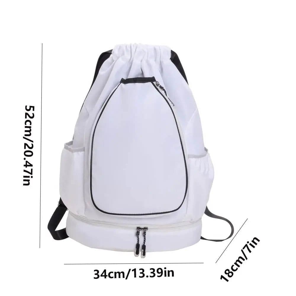 image-2 Rackets Tennis Racket Backpack with Shoes Pocket Waterproof Badminton Sports Bag Drawstring Closure Adjustable Strap Gym Pack