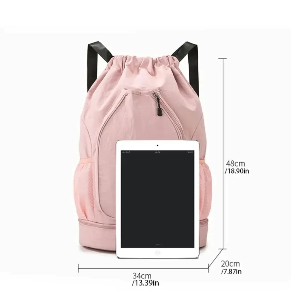 image-2 Rackets Tennis Racket Backpack with Shoes Pocket Waterproof Badminton Sports Bag Large Capacity Drawstring Closure Gym Pack