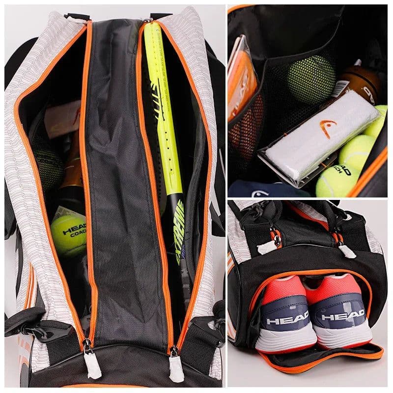 image-HEAD Large Capacity Tennis Rackets Bag 3-6 Pieces Tennis Backpack Gymbag Squash Racquet Badminton Bag With Separated Shoes Bag