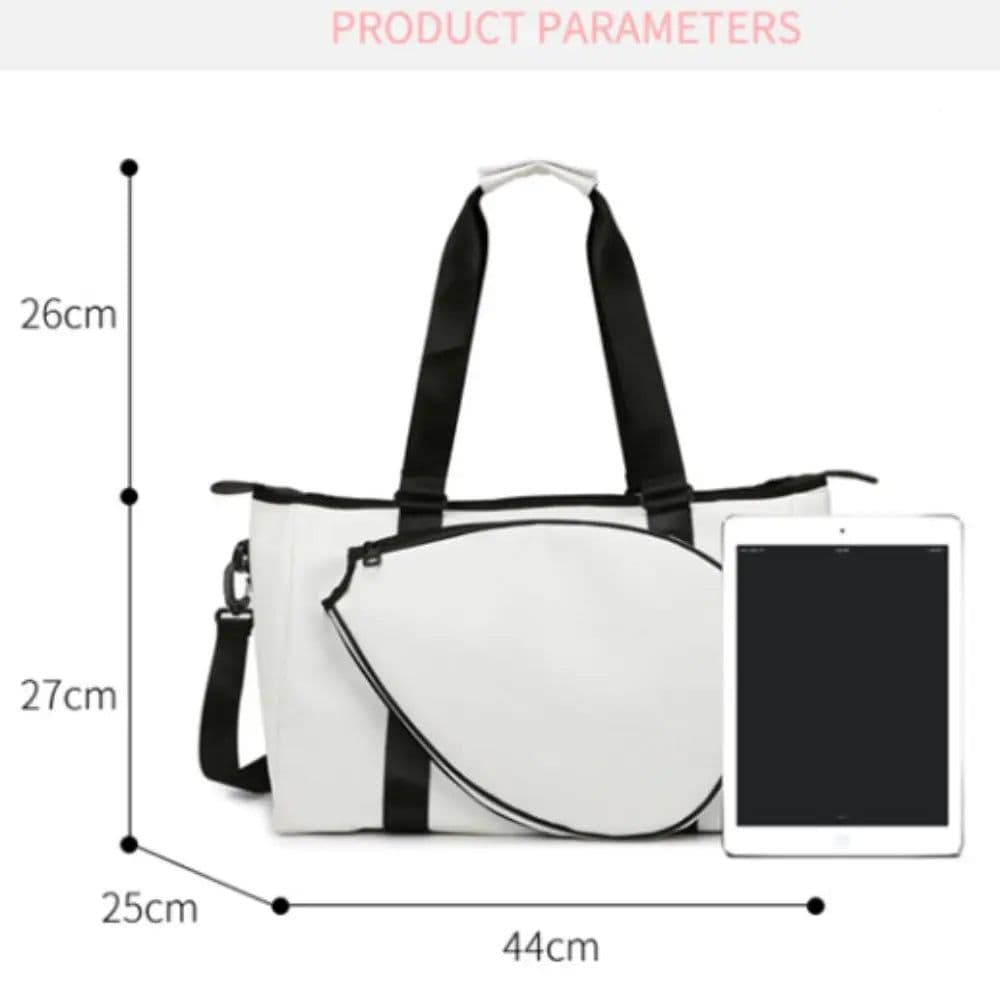 image-Large Capacity Tennis Racket Bag Adjustable with Handle Tennis Shoulder Bag Comfortable Straps Pure Color Sports Fitness Bag