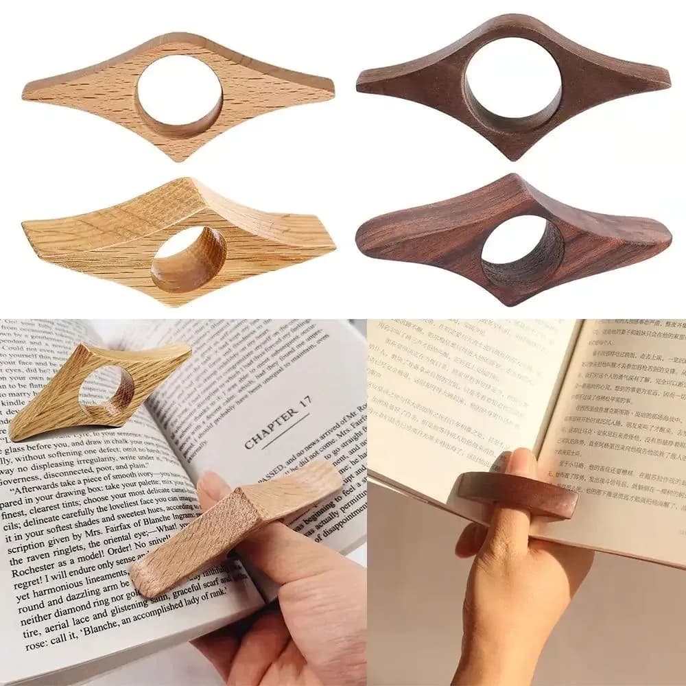 image-Hot Wooden Thumb Bookmark One Hand Reading Thumb Book Support Book Page Holder For Office Book Lovers Fast DIY Reading Aid Tools