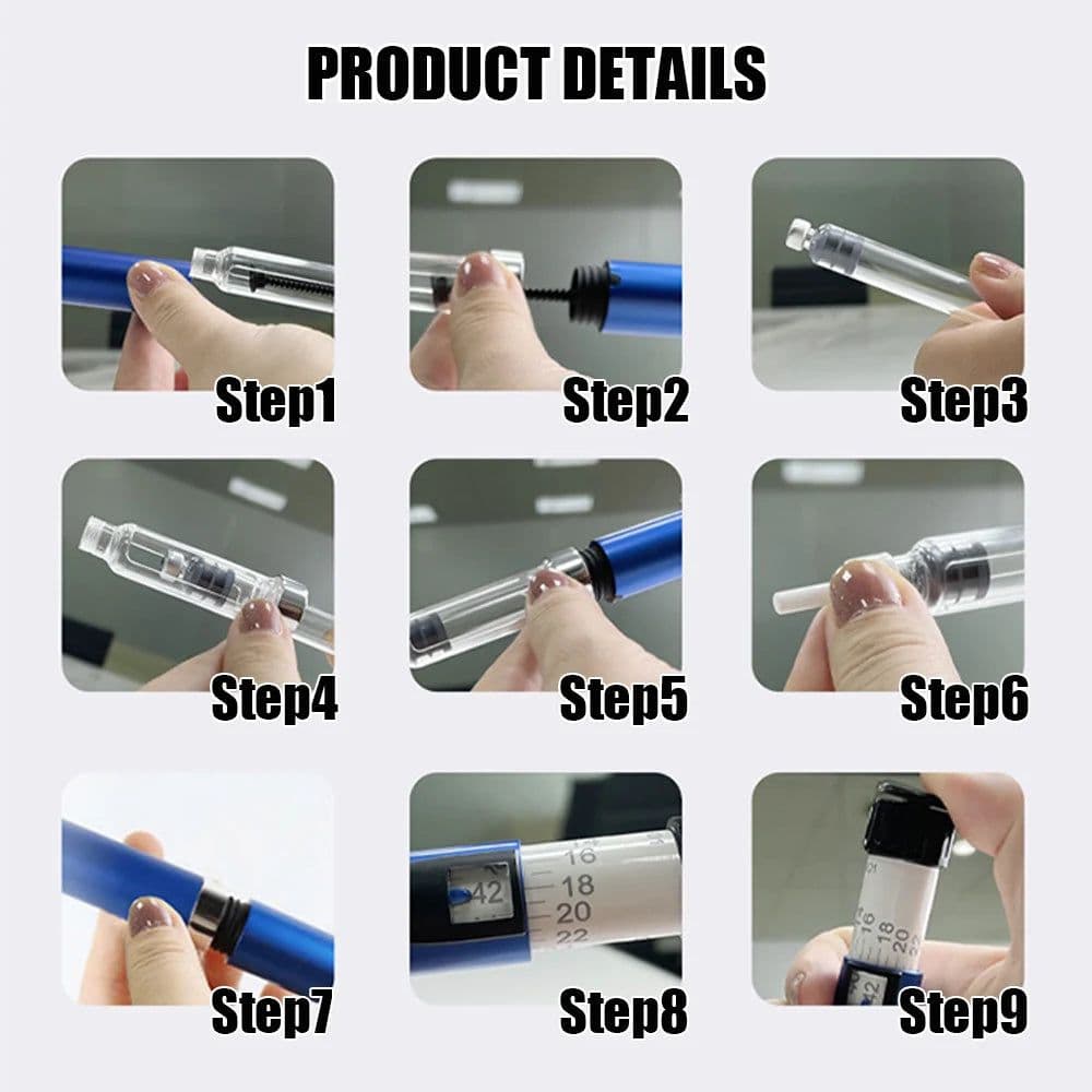 image-Magic Pen Injection Pen Kit 3ml Empty Cartridges Cassette Bottle 4/6/8mm Pen Tip Sterile Individual Packaging for Lilly Insulin