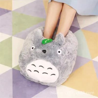image-Cartoon cat's claw gray cat plush thick-soled computer to keep warm feet cover big slippers indoor Internet access unplugged foot warmer