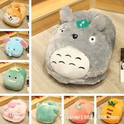 image-Cartoon cat's claw gray cat plush thick-soled computer to keep warm feet cover big slippers indoor Internet access unplugged foot warmer