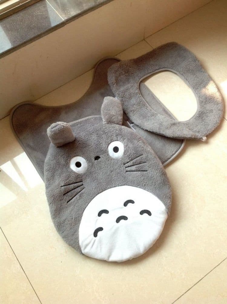 image-Wholesale cartoon seat cushion My Neighbor Totoro plush toilet seat three-piece toilet seat special offer toilet seat