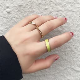 image-Korean version of three sets of combination drip ring female ins European and American high sense of luxury light luxury temperament golden open ring