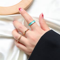 image-Korean version of three sets of combination drip ring female ins European and American high sense of luxury light luxury temperament golden open ring