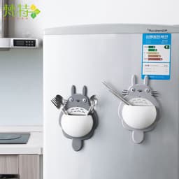 image-Cartoon cute My Neighbor Totoro Powerful Three Suction Cup Multifunctional Bathroom Toothpaste Toothbrush Facial Cleanser Storage Rack Factory Direct Sales