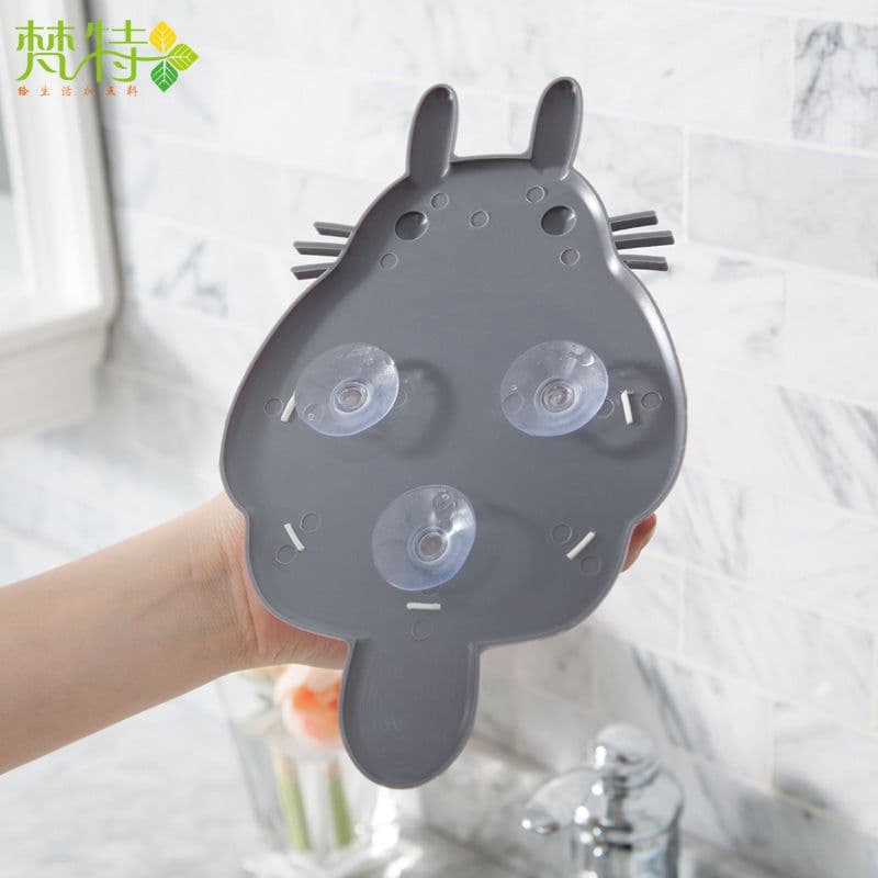 image-Cartoon cute My Neighbor Totoro Powerful Three Suction Cup Multifunctional Bathroom Toothpaste Toothbrush Facial Cleanser Storage Rack Factory Direct Sales