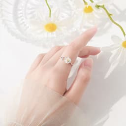image-s925 sterling silver daisy ring female fresh forest flower ring cute leaf index finger ring jewelry birthday gift