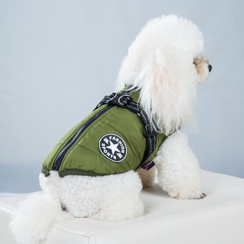 image-Cross-border pet clothes autumn and winter new waterproof fabric dog cotton-padded winter ski suit chest back integrated cotton vest
