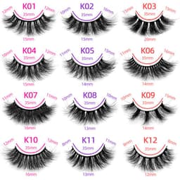 image-New product 5d mink hair fried false eyelashes natural thick style messy curled eyelashes K01-K12 pull-out box