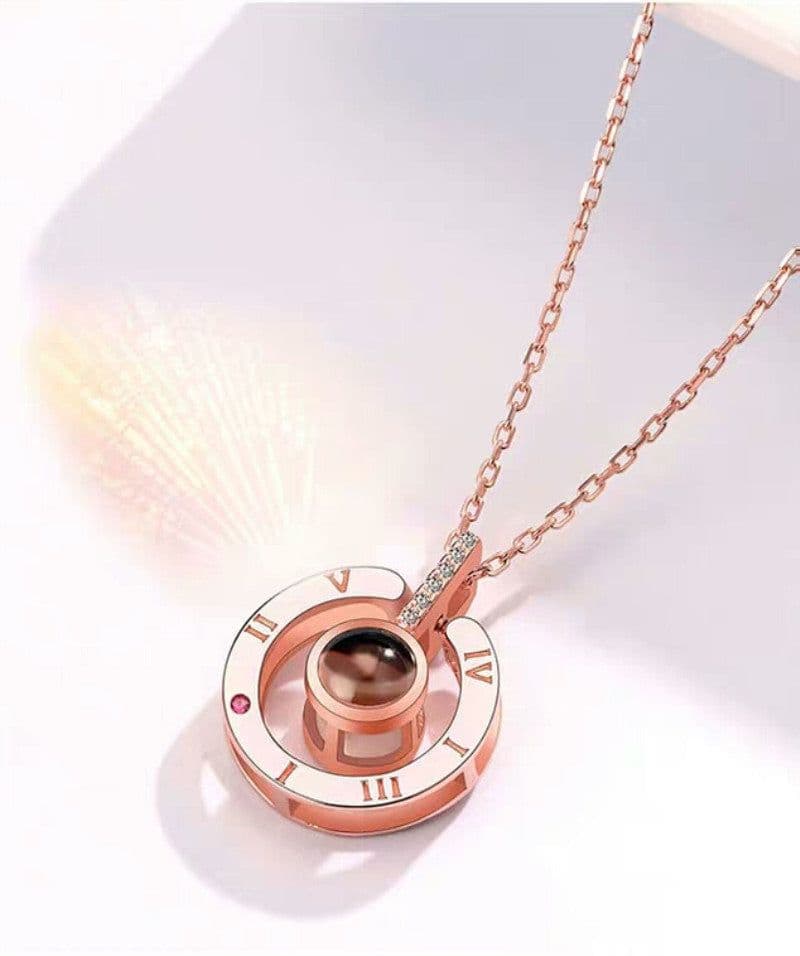 image-Net Red Necklace in 100 Languages I Love You Memory Projection Pendant