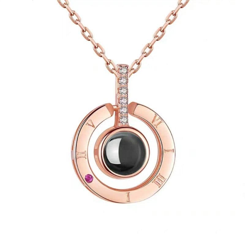 image-Net Red Necklace in 100 Languages I Love You Memory Projection Pendant