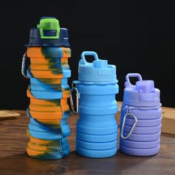 image-Creative Silicone Folding Water Cup Outdoor Sports Portable Water Bottle Cycling Sports Large Capacity Portable Water Bottle Gift