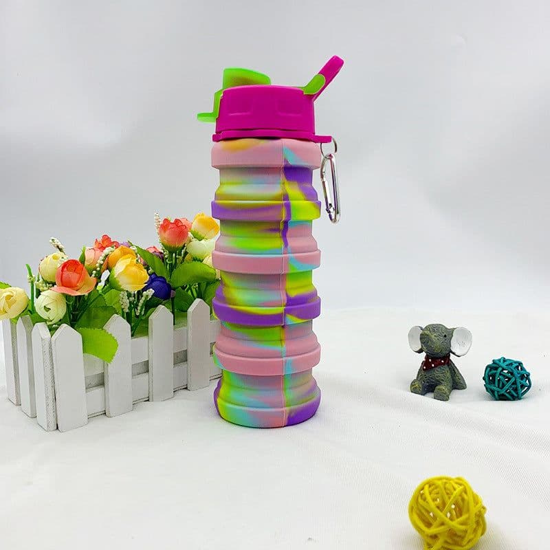 image-Creative Silicone Folding Water Cup Outdoor Sports Portable Water Bottle Cycling Sports Large Capacity Portable Water Bottle Gift