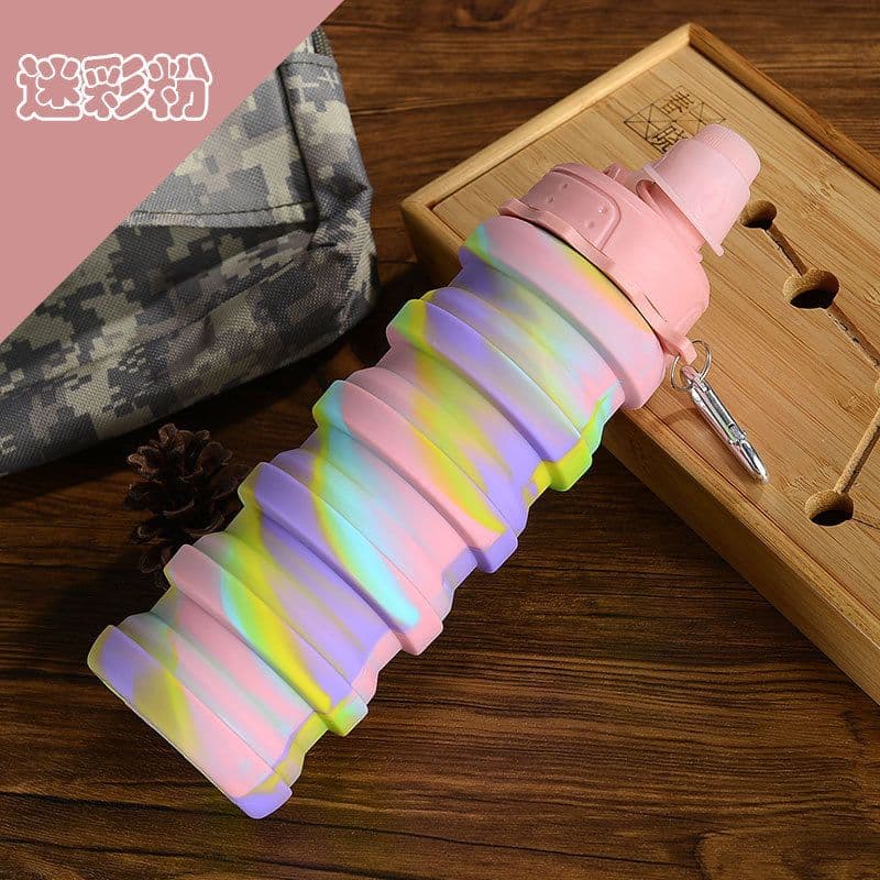 image-Creative Silicone Folding Water Cup Outdoor Sports Portable Water Bottle Cycling Sports Large Capacity Portable Water Bottle Gift