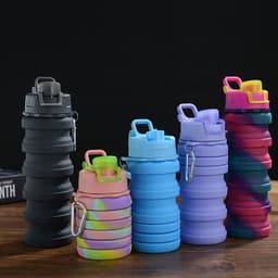 image-Creative Silicone Folding Water Cup Outdoor Sports Portable Water Bottle Cycling Sports Large Capacity Portable Water Bottle Gift