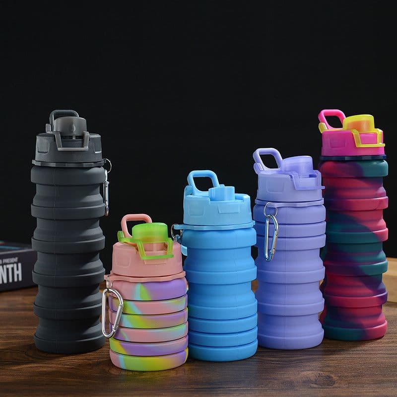 image-Creative Silicone Folding Water Cup Outdoor Sports Portable Water Bottle Cycling Sports Large Capacity Portable Water Bottle Gift