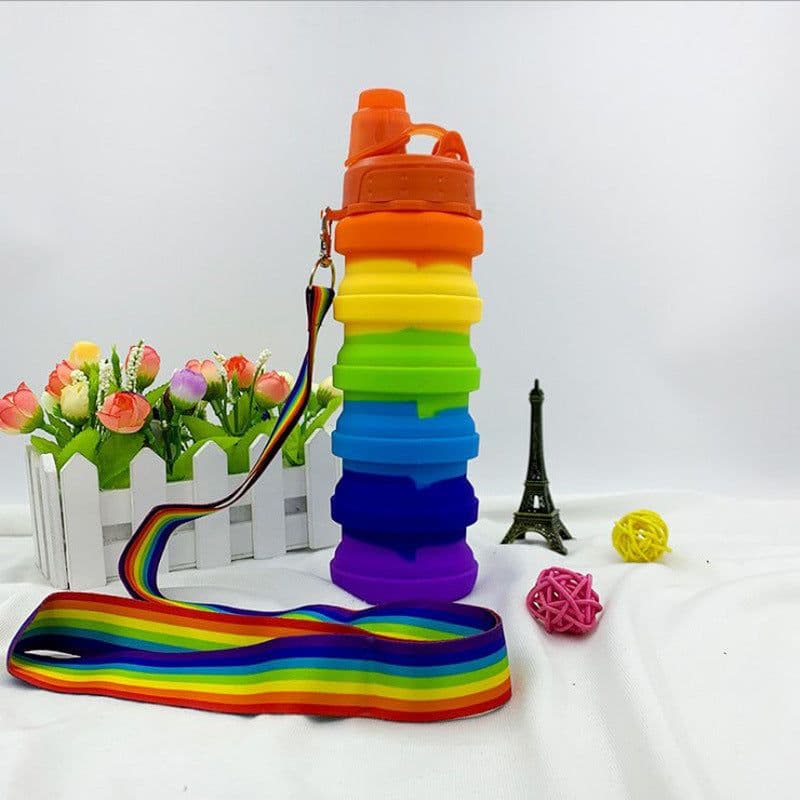 image-Creative Silicone Folding Water Cup Outdoor Sports Portable Water Bottle Cycling Sports Large Capacity Portable Water Bottle Gift