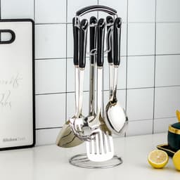 image-Hanle light luxury emerald kitchen full set of spoon shovel shovel soup spoon rice spoon ceramic handle anti-scalding cooking utensils