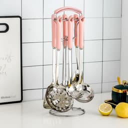 image-Hanle light luxury emerald kitchen full set of spoon shovel shovel soup spoon rice spoon ceramic handle anti-scalding cooking utensils