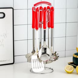 image-Hanle light luxury emerald kitchen full set of spoon shovel shovel soup spoon rice spoon ceramic handle anti-scalding cooking utensils
