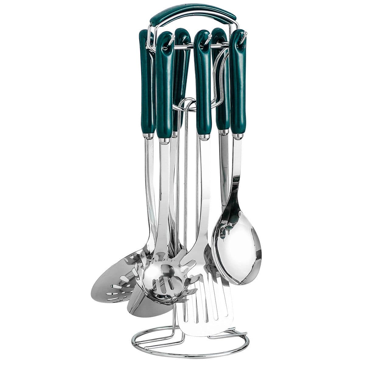 image-Hanle light luxury emerald kitchen full set of spoon shovel shovel soup spoon rice spoon ceramic handle anti-scalding cooking utensils