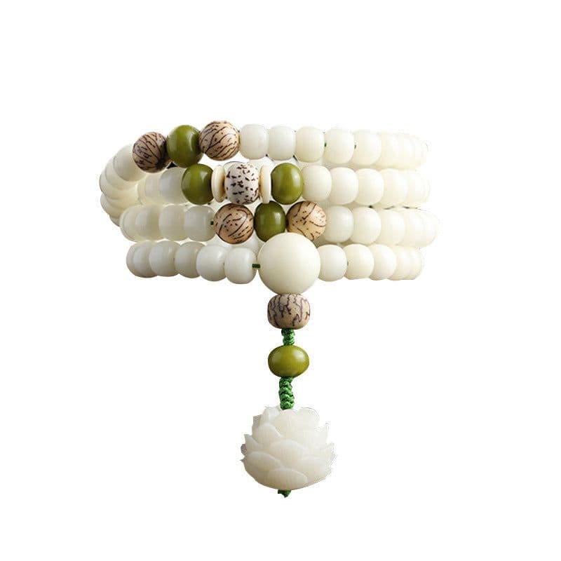 image-Original Hainan natural white jade bodhi 108 beads bracelet