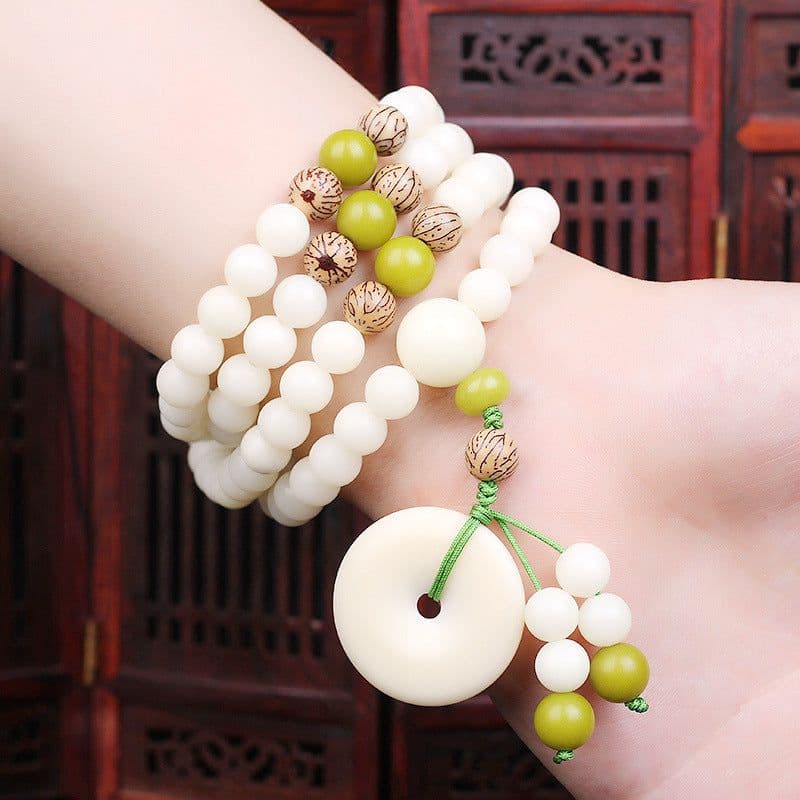 image-Original Hainan natural white jade bodhi 108 beads bracelet