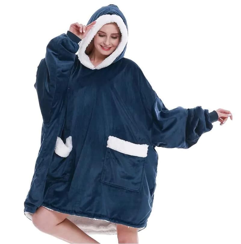 image-2021 blanket hoodie wearable blanket soft Sherpa plush adult comfortable warm hooded sweater