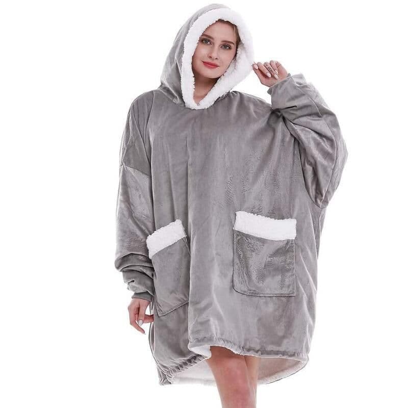 image-2021 blanket hoodie wearable blanket soft Sherpa plush adult comfortable warm hooded sweater