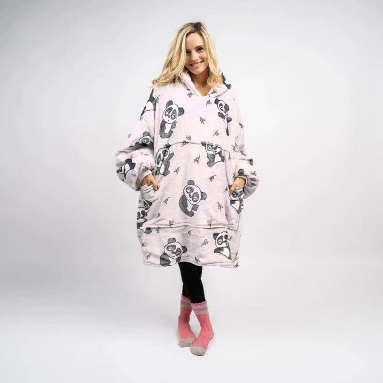 image-2021 blanket hoodie wearable blanket soft Sherpa plush adult comfortable warm hooded sweater