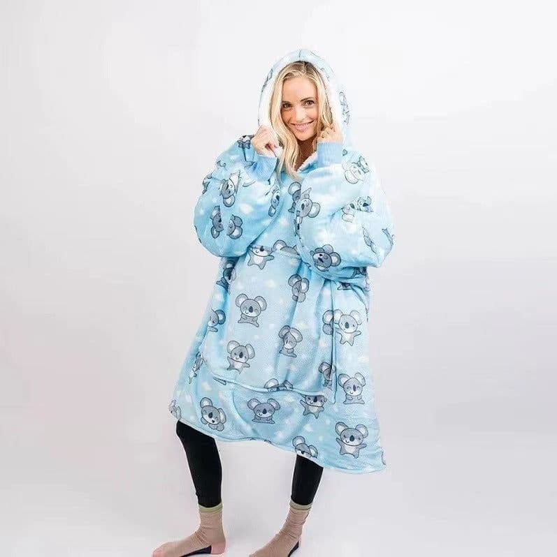 image-2021 blanket hoodie wearable blanket soft Sherpa plush adult comfortable warm hooded sweater