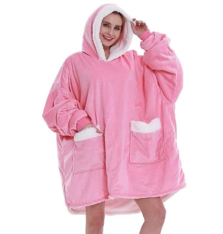 image-2021 blanket hoodie wearable blanket soft Sherpa plush adult comfortable warm hooded sweater