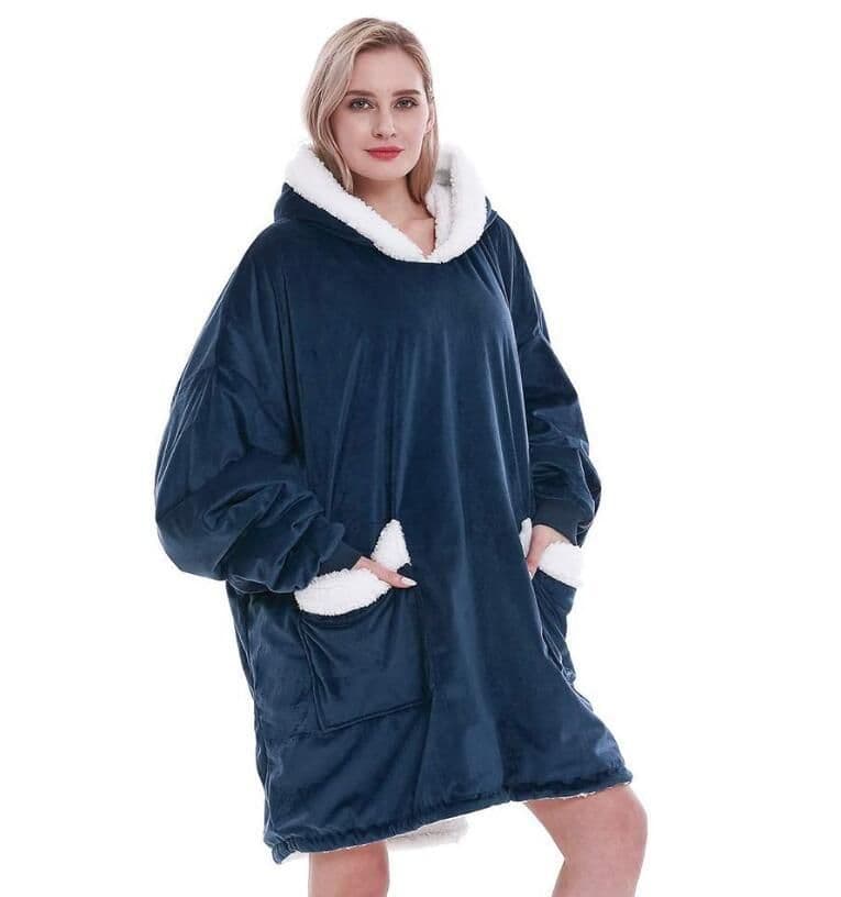image-2021 blanket hoodie wearable blanket soft Sherpa plush adult comfortable warm hooded sweater