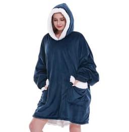 image-2021 blanket hoodie wearable blanket soft Sherpa plush adult comfortable warm hooded sweater
