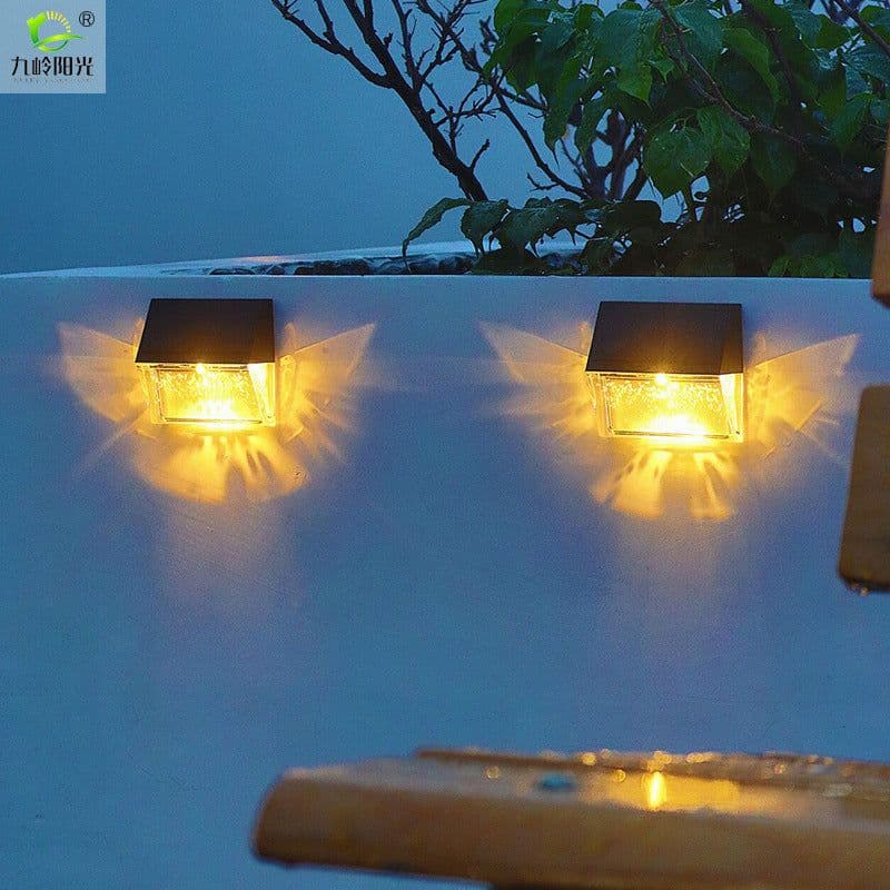 image-New solar wall lamp outdoor courtyard LED warm light/ colorful butterfly light and shadow garden villa wall fence lamp