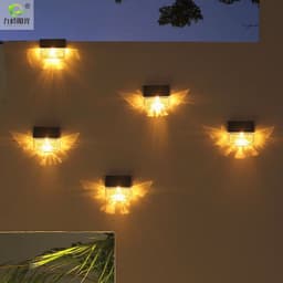 image-New solar wall lamp outdoor courtyard LED warm light/ colorful butterfly light and shadow garden villa wall fence lamp