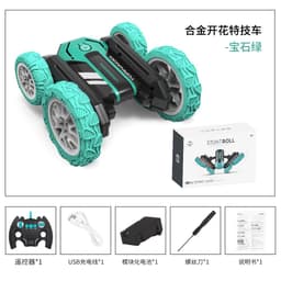 image-Cross-border hot sale stunt remote control car 2.4G toy 360 revolving blossoming cool light rolling double-sided butterfly car