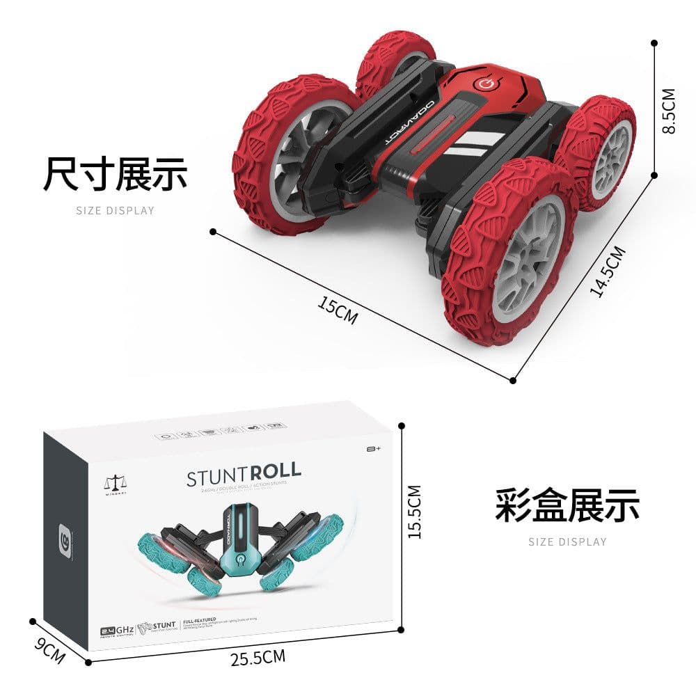 image-Cross-border hot sale stunt remote control car 2.4G toy 360 revolving blossoming cool light rolling double-sided butterfly car