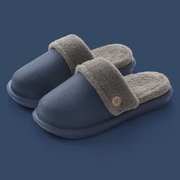 image-Waterproof cotton slippers women's autumn and winter home detachable cotton support shoes men's warm non-slip couple wool slippers wholesale