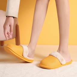 image-Waterproof cotton slippers women's autumn and winter home detachable cotton support shoes men's warm non-slip couple wool slippers wholesale